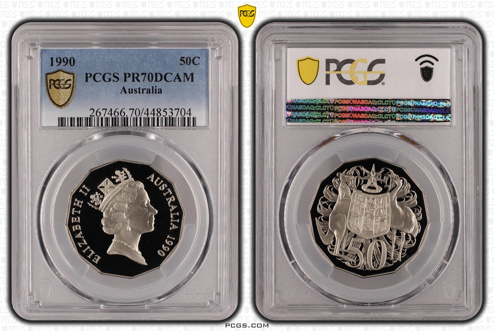 1990 Australia Fifty Cent, 50c PCGS - PR70DCAM POP 19/0 -704