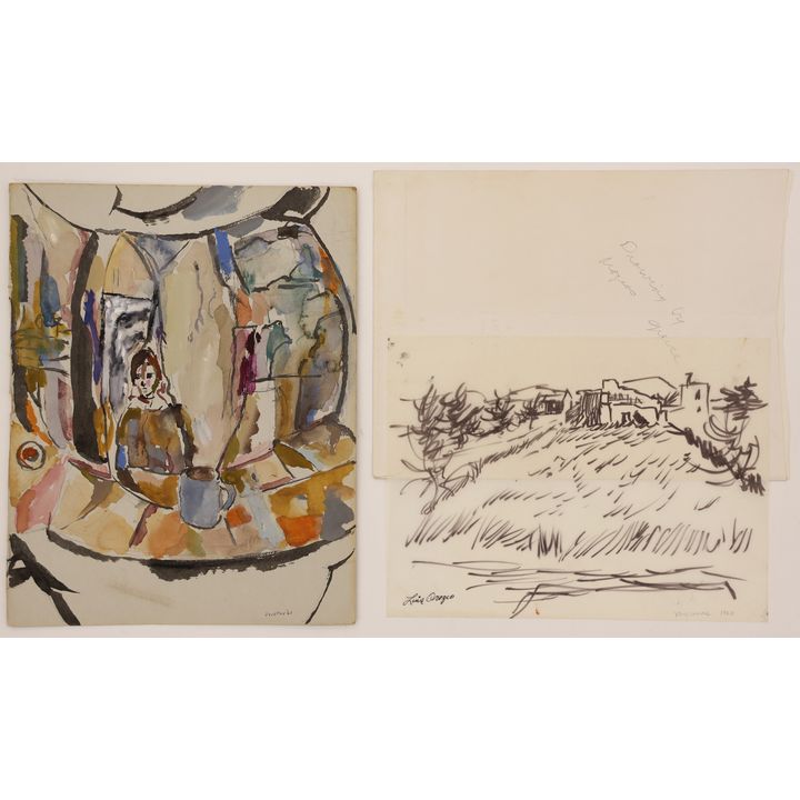 2pc Luis Orozco & Ernst Fechter Vintage Artworks 13''x10'' Largest