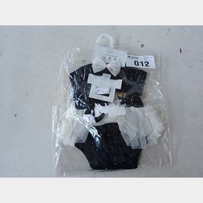 BABY BODYSUIT LAYETTE SET 3 PIECE - MY FIRST NEW YEAR - BLACK / WHITE - 0-3 MONTHS -