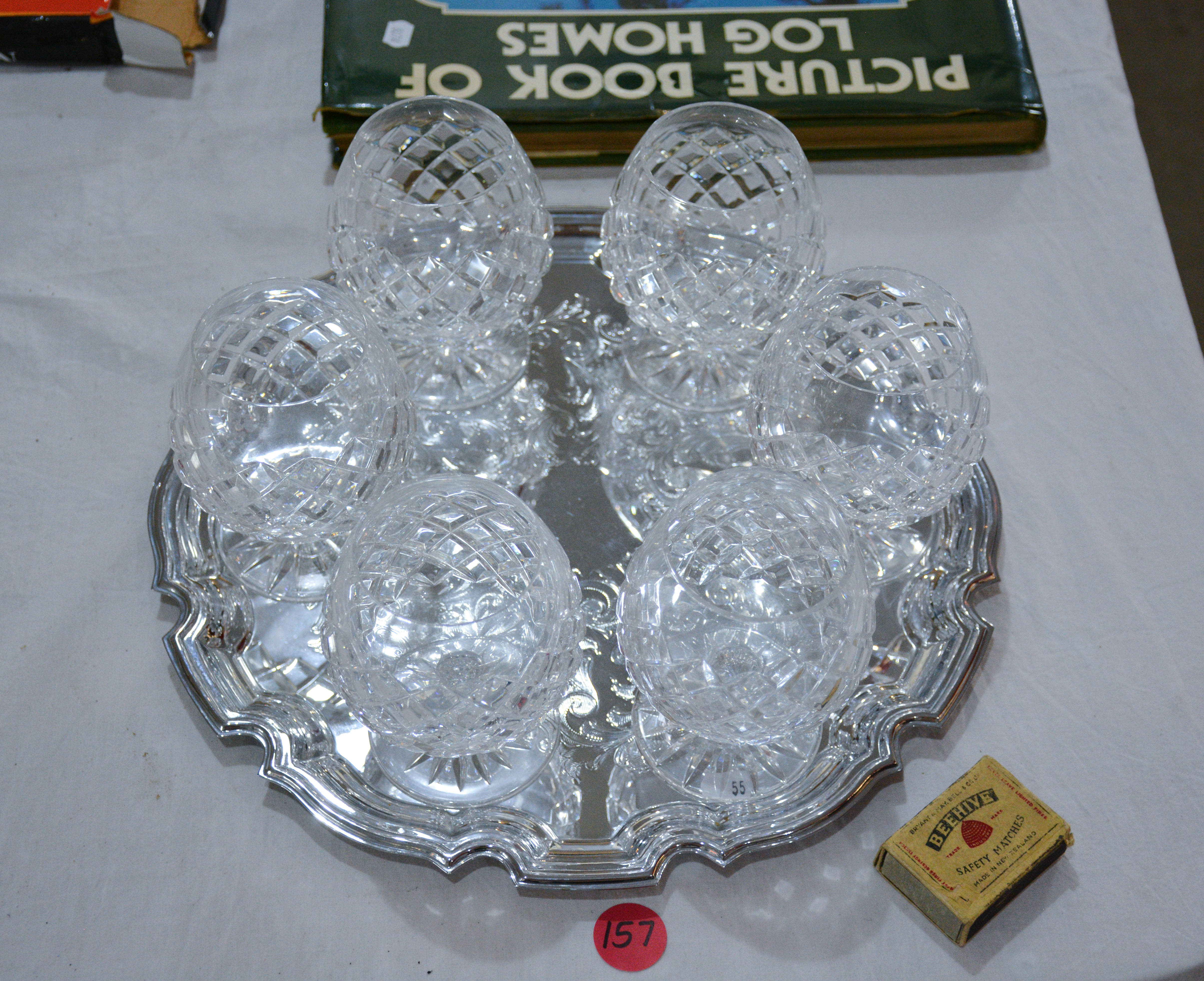 Crystal Glasses x 6 on Tray — NZ auction result