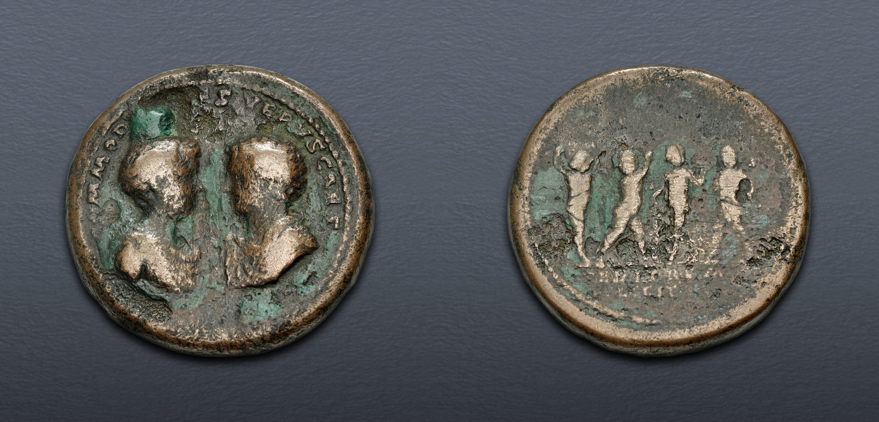 Commodus and Annius Verus. As Caesars, AD 166-169. Æ Medallion (40mm ...