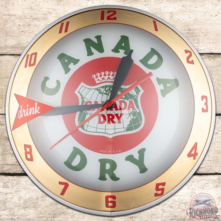 Drink Canada Dry 15" Double Bubble Advertising Clock w/ Logo