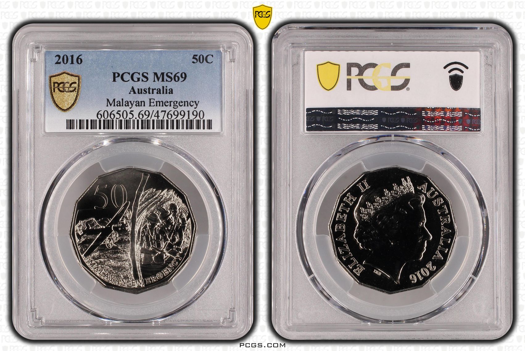 Elizabeth II, Malayan Emergency, Fifty Cent, 2016, PCGS MS69