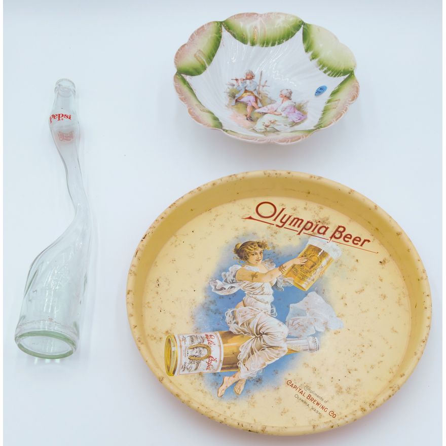 3pc Olympia Beer Advertising Tray Etc.