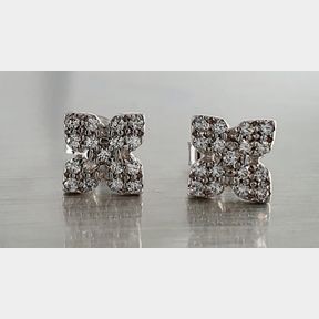 9CT WHITE GOLD FLOWER STUDS EARRINGS WITH CUBICS - 51929/1265