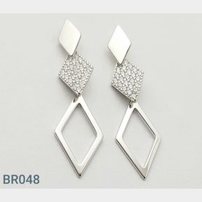 STERLING SILVER ABSTRACT EARRINGS WITH CZ'S - 51543/198