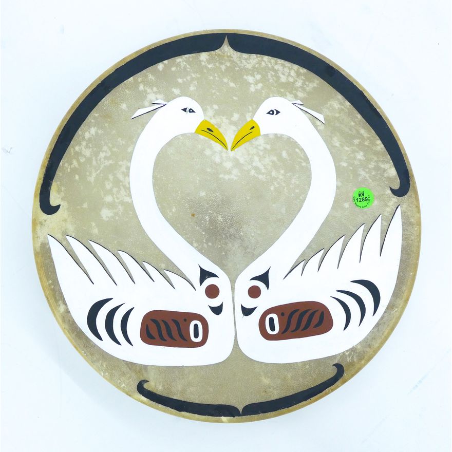 Michael McCallum (Elwa) Painted Swan Drum 14''