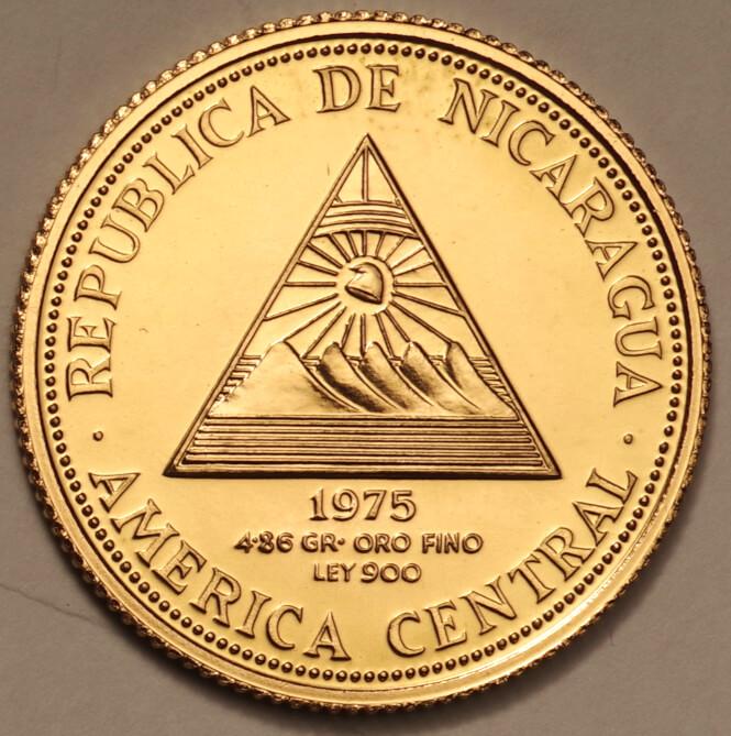 ニカラグア-Nicaragua. 旧教会図 500コルドバ金貨 1975年 KM38