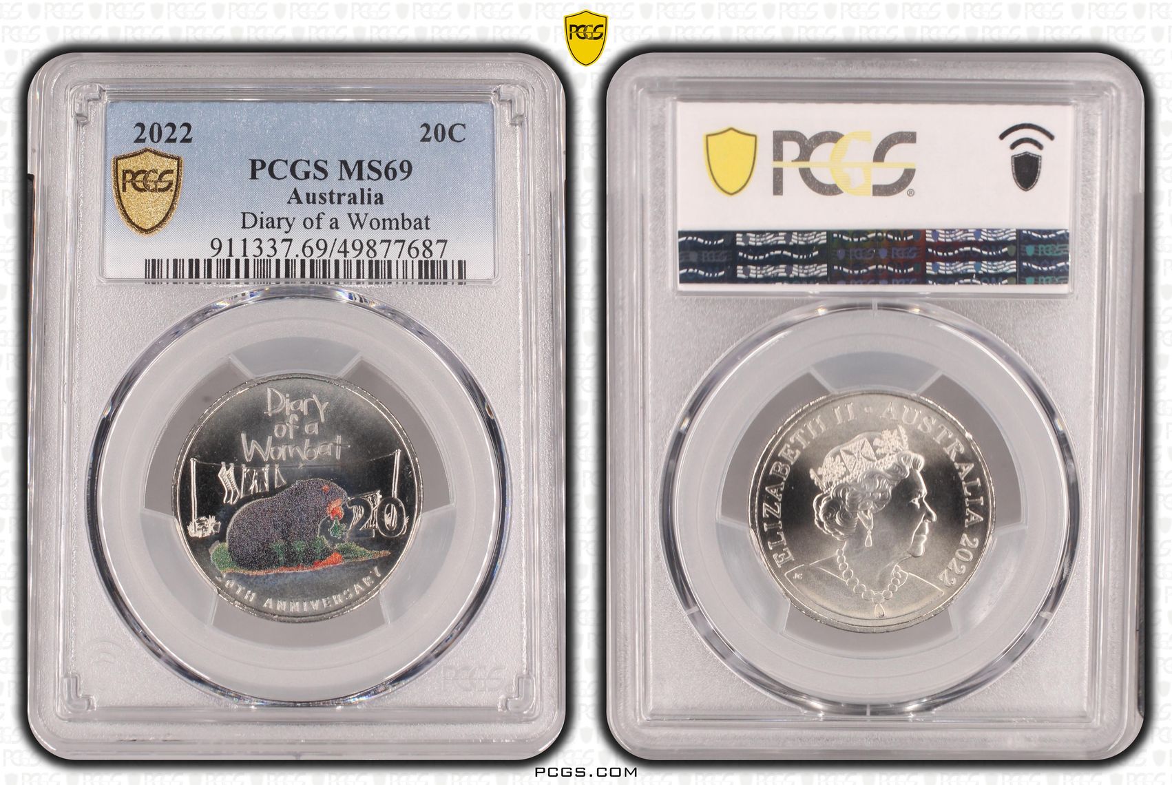 Diary of a Wombat , Twenty Cent, 2022, PCGS MS69