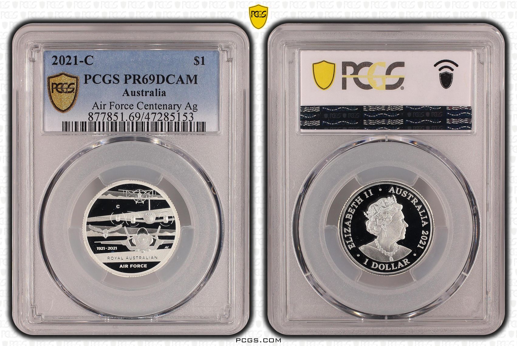 Elizabeth II, Air Force Centenary Ag , One Dollar, 2021-C, PCGS PR69DCAM