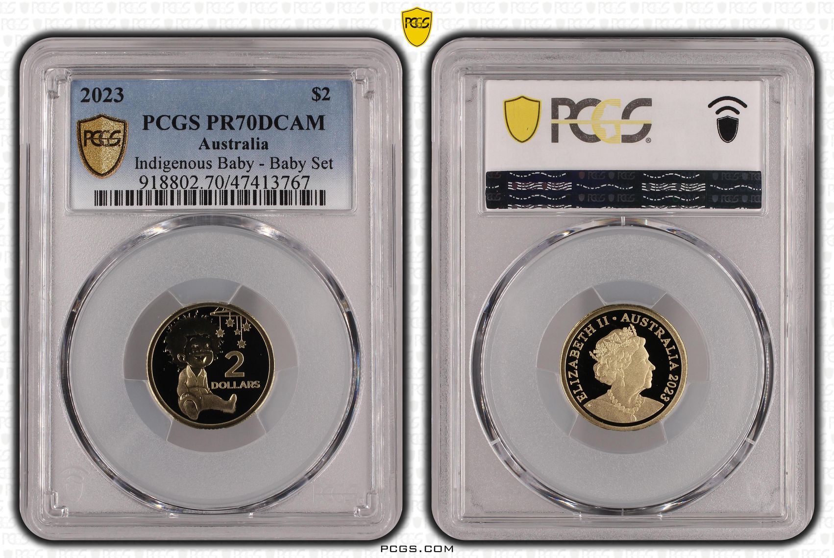 Elizabeth II, Indigenous Baby - Baby Set POP 174/0, Two Dollar, 2023, PCGS PR70DCAM