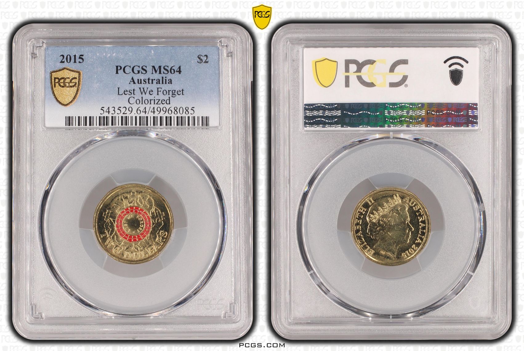Lest We Forget Colorized , Two Dollar, 2015, PCGS MS64