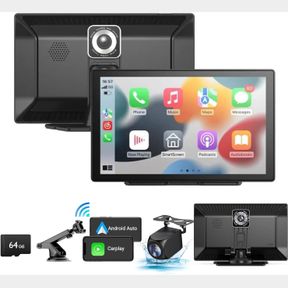 PORTABLE NEWEST WIRELESS APPLE CARPLAY AND ANDROID AUTO SCREEN FOR CAR, 9" HD TOUCH SCREEN CAR STEREO WITH MIRROR LINK, BLUETOOTH