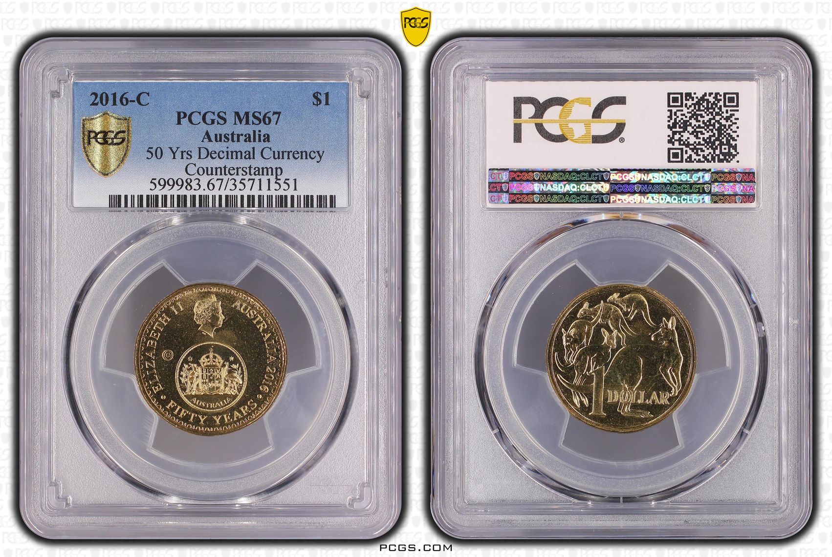 2016-C Australia One Dollar, $1 50 Yrs Decimal Currency PCGS - MS67 -551