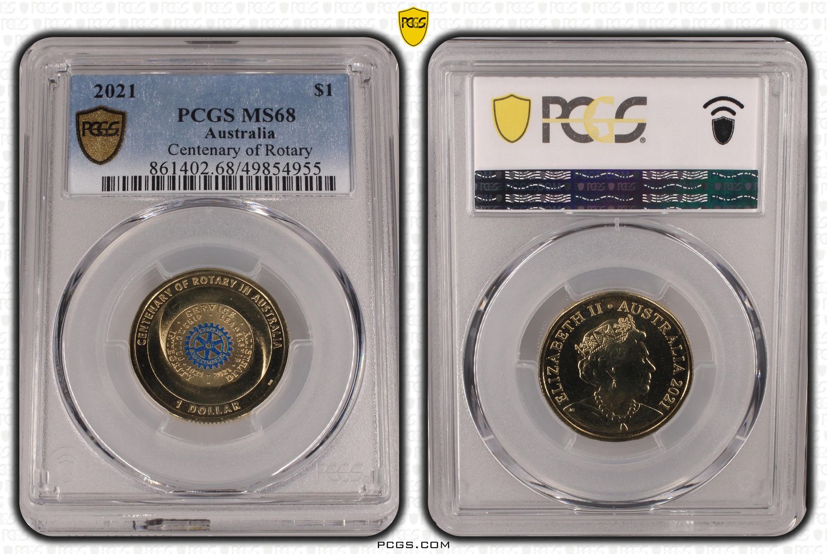266 · Elizabeth II, Centenary of Rotary , One Dollar, 2021, PCGS MS68