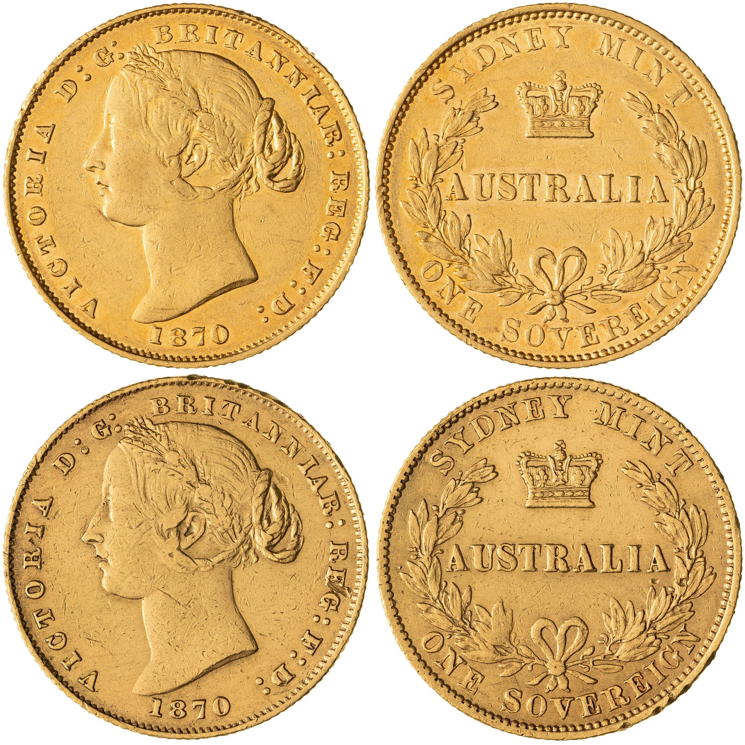 Victoria, Sydney Mint Reverse - Type II, Sovereign, 1870, Fine