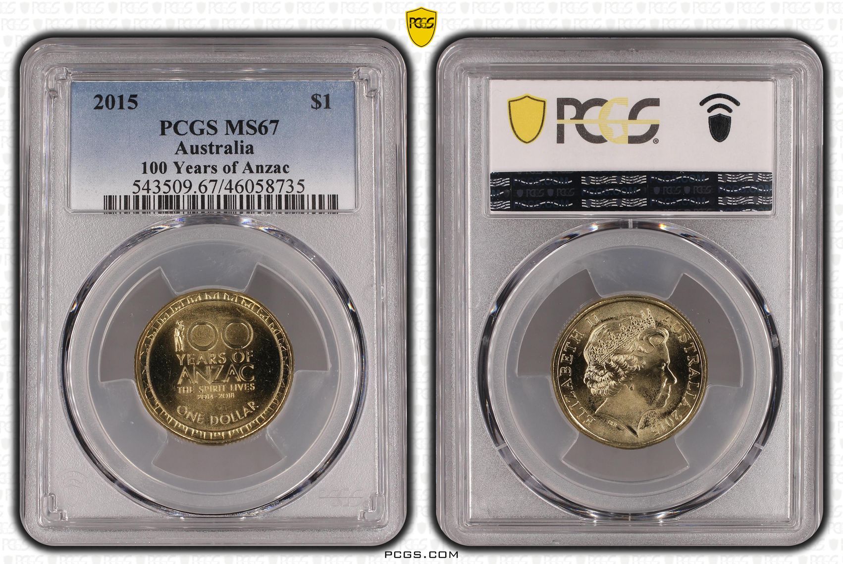 100 Years of Anzac POP 11/0, One Dollar, 2015, PCGS MS67
