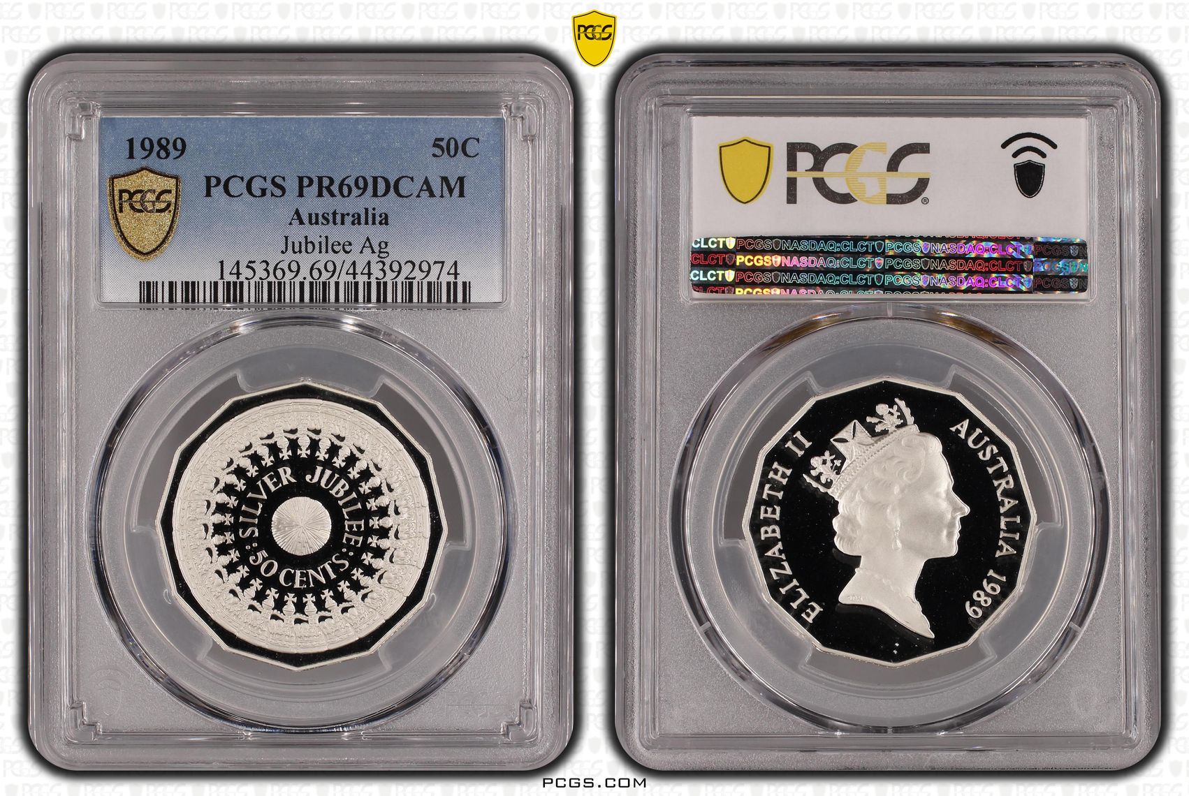 Jubilee Ag, Fifty Cent, 1989, PCGS PR69DCAM
