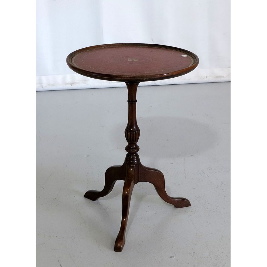 LEATHER INLAID MAHOGANY SIDE TABLE