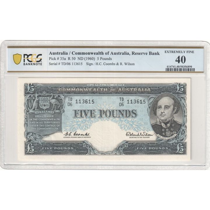 Coombs/Wilson, Five Pounds, ND (1960), PCGS Extremely Fine 40