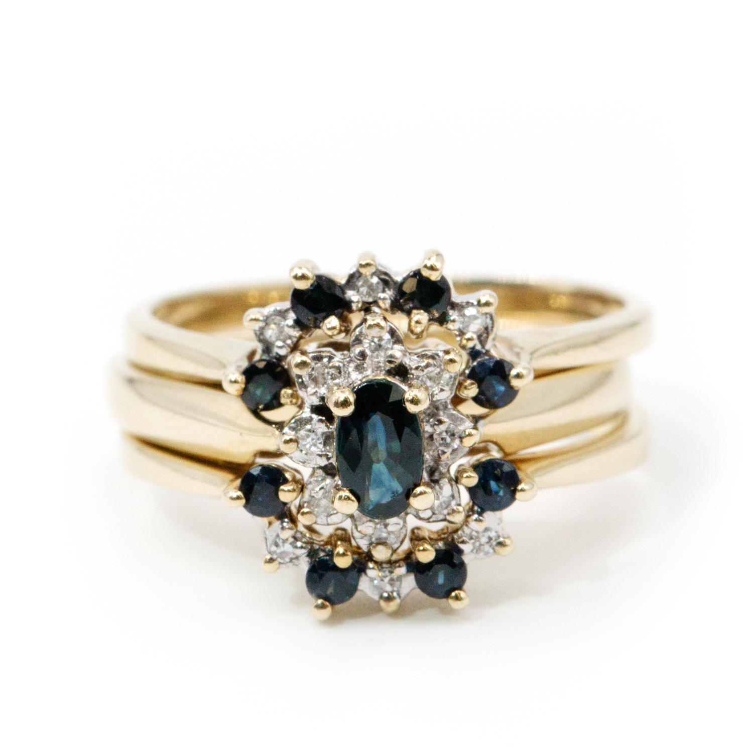 75 · Sapphire & Diamond Three Ring Set