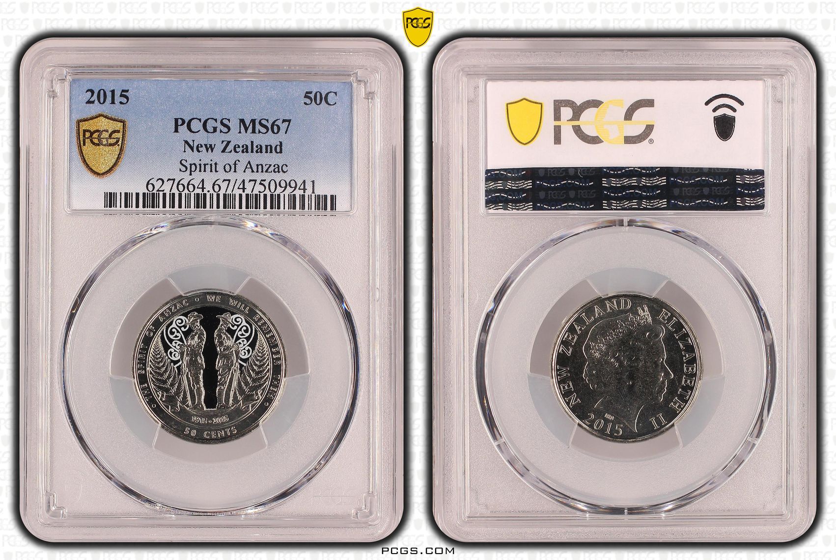 New Zealand, Spirit of Anzac , Fifty Cent, 2015, PCGS MS67