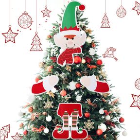 WATERSAY 4 PCS ELF CHRISTMAS TREE TOPPER HEAD ARMS AND LEGS, CHRISTMAS ELF GIFT DECORATIVE TREE ORNAMENTS DECOR, XMAS TREE HANGING
