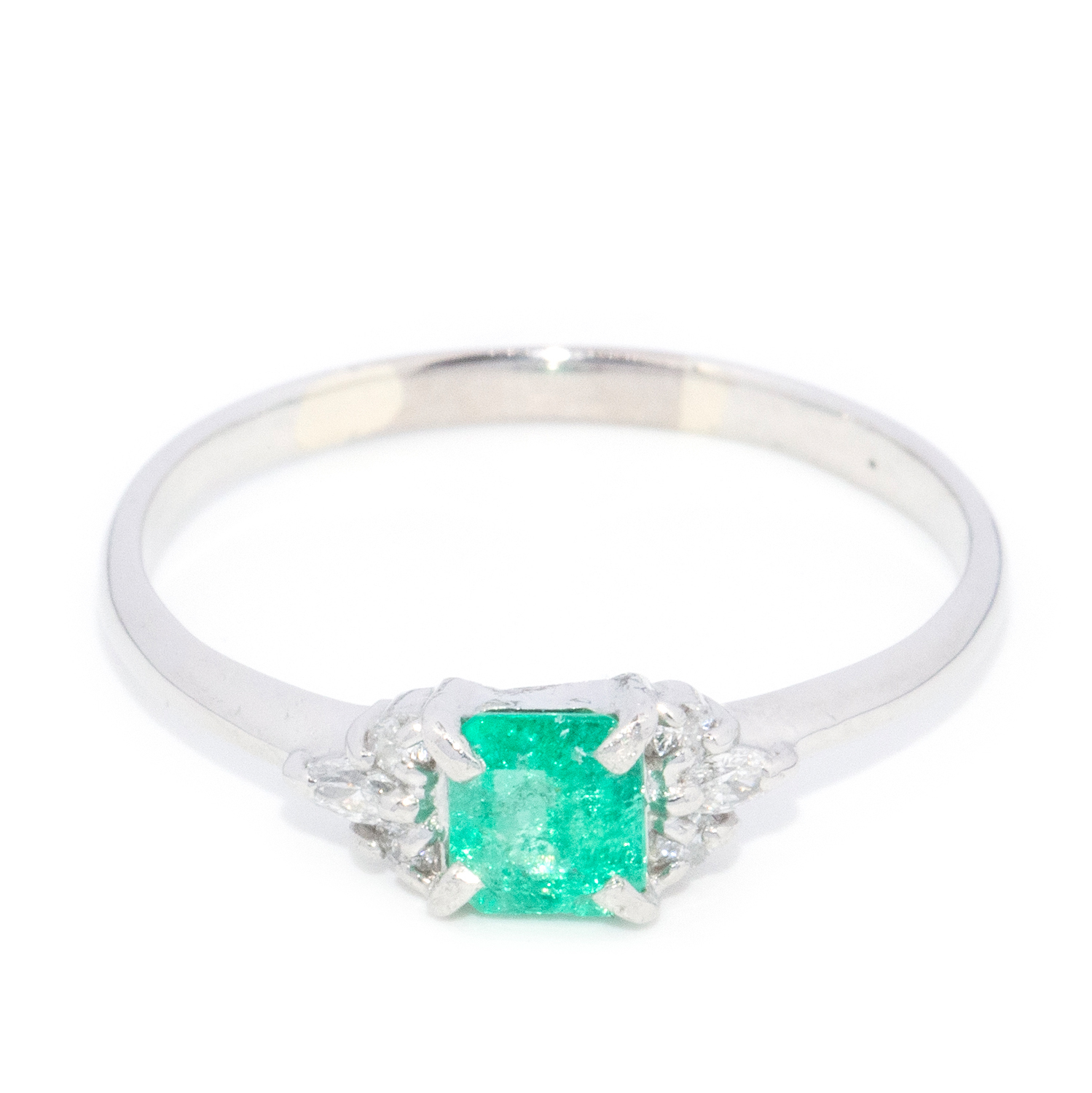 Platinum Emerald and Diamond Ring