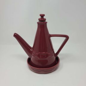 Longaberger Woven Traditions Pottery Oil Decanter with Dipping Dish - Paprika