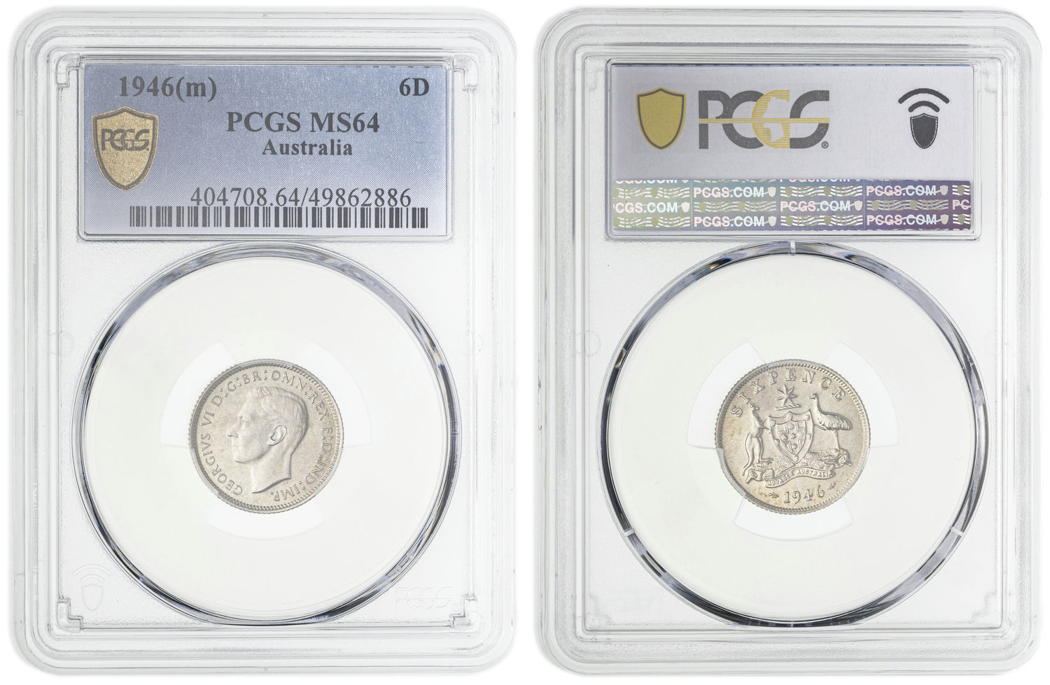 George VI, Sixpence, 1946, PCGS MS64