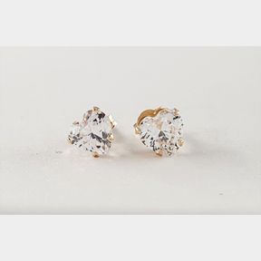 9CT YELLOW GOLD STUDS WITH HEART SHAPED CUBICS - 51929/3494