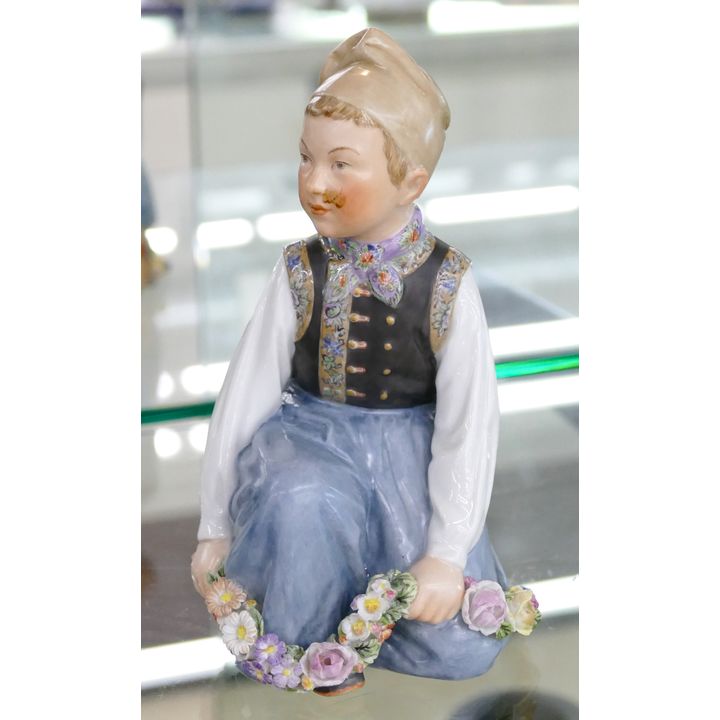 Royal Copenhagen 12414 Carl Hansen Armager Boy Porcelain Figure 6''