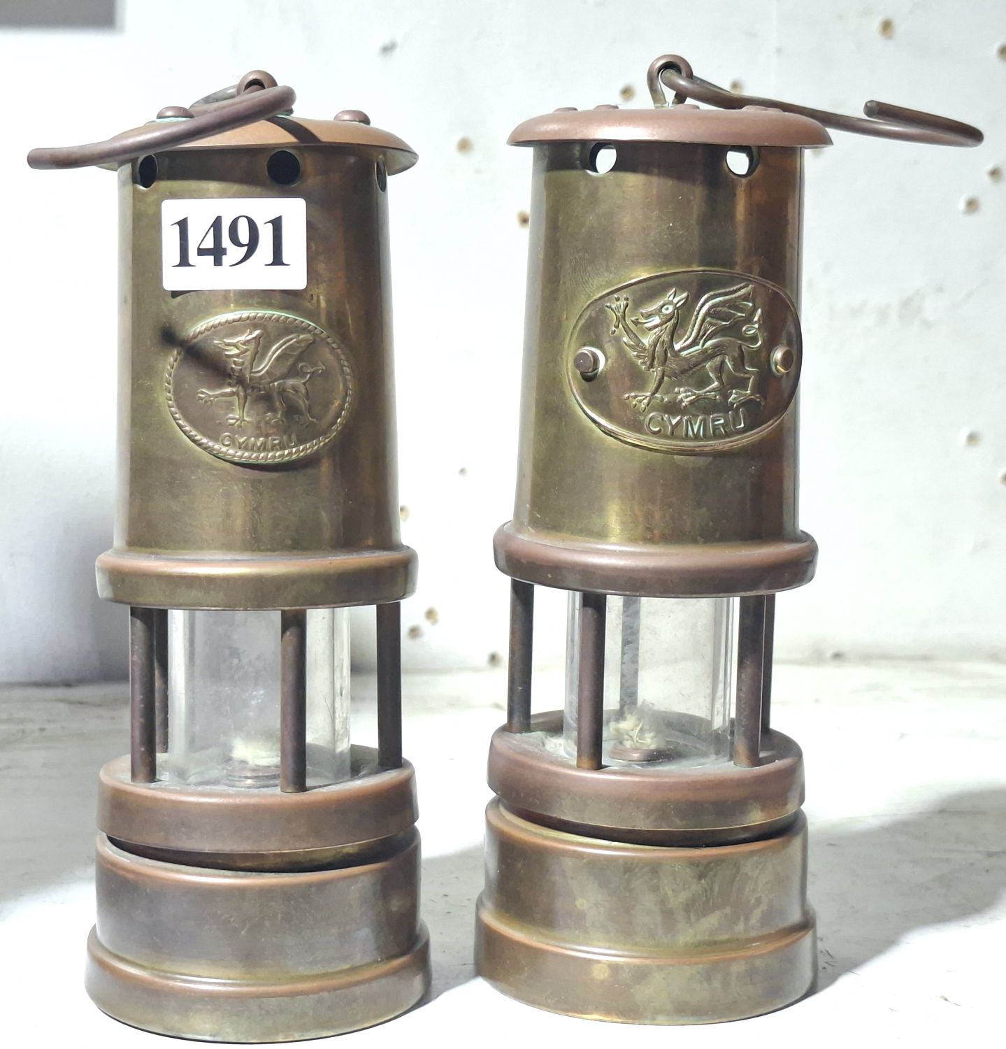 Brass Welsh Novelty/Two Box Miners Lamps