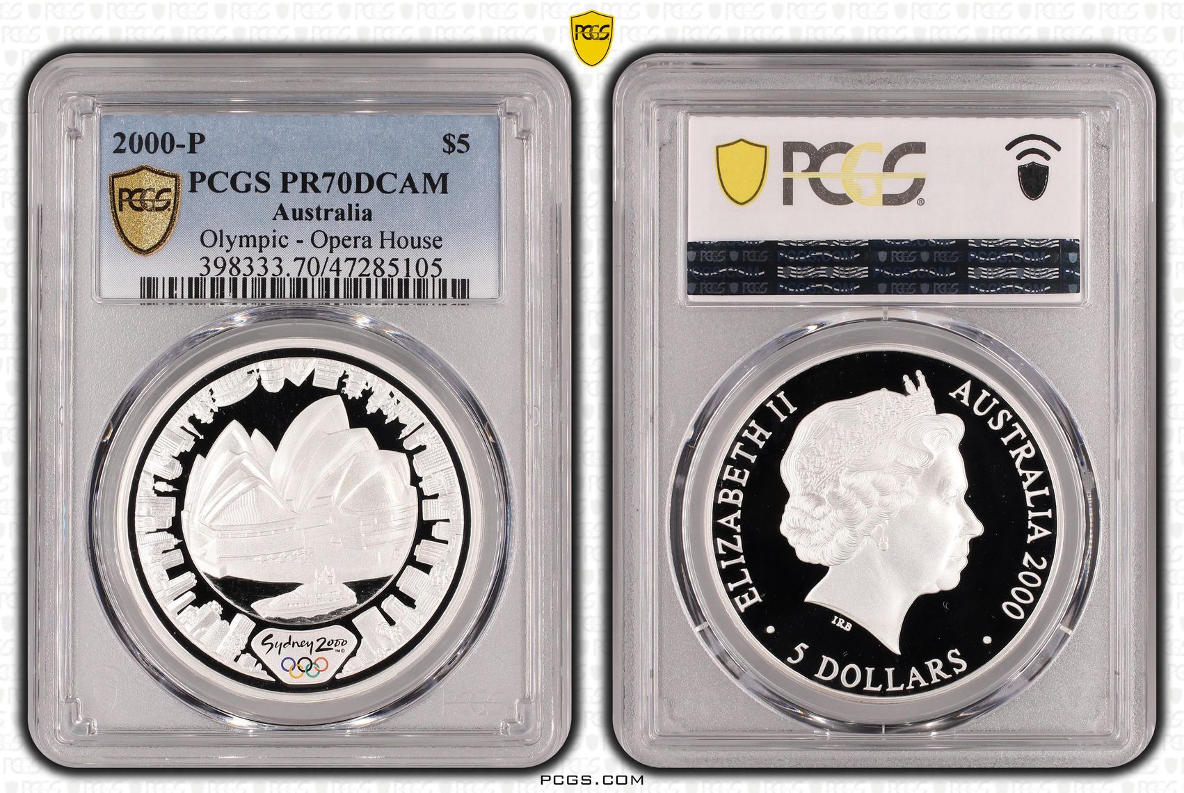 Elizabeth II, Olympic - Opera House, Pop 4/0, Five Dollar, 2000-P, PCGS PR70DCAM