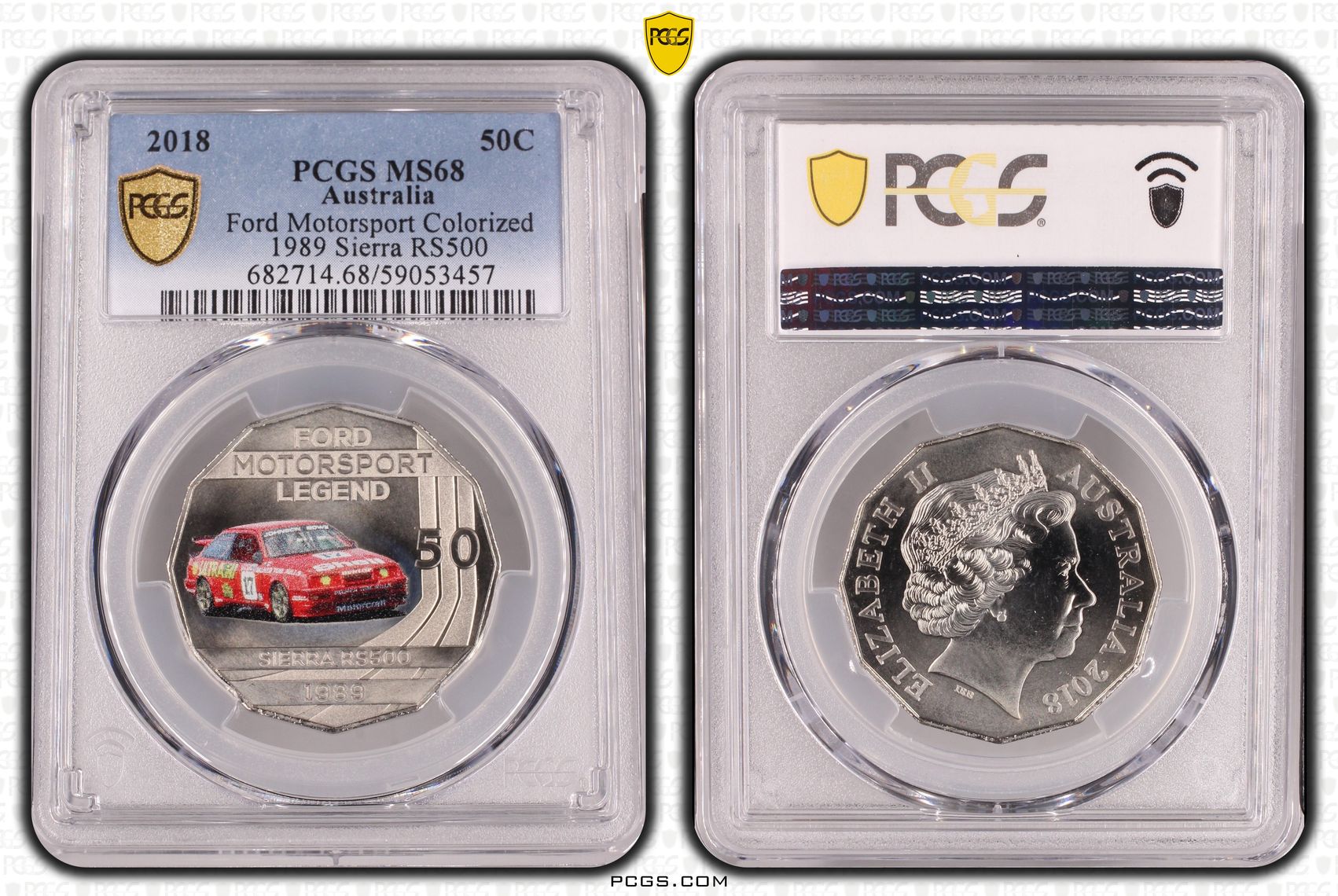 Ford Motorsport Colorized - 1989 Sierra RS500, Fifty Cent, 2018, PCGS MS68
