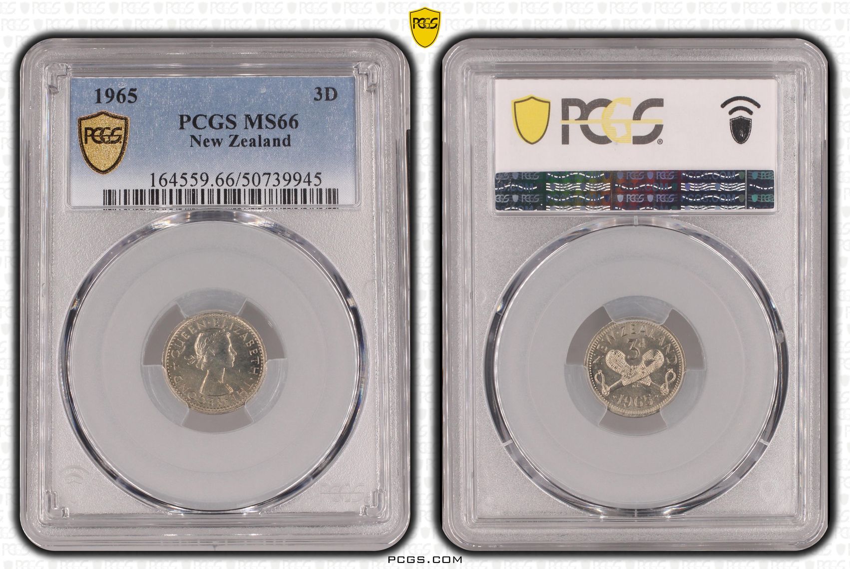 New Zealand, Elizabeth II, Threepence, 1965, PCGS MS66