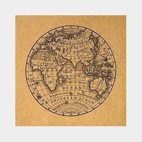Black and Brown World Map - Globe on print Bar 9902027470358- 51748/11675 SN B2 (S4)