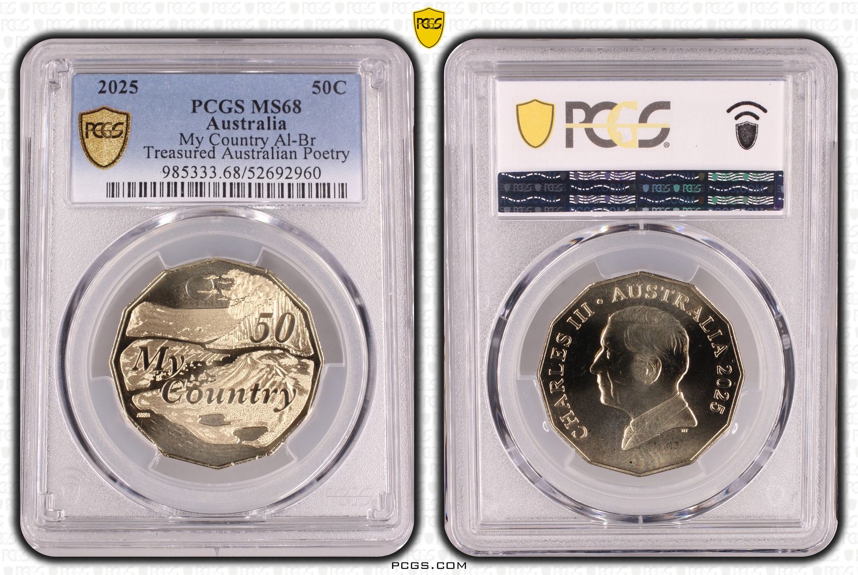 My Country Al-Br Treasured Australian Poetry, Fifty Cent, 2025, PCGS MS68
