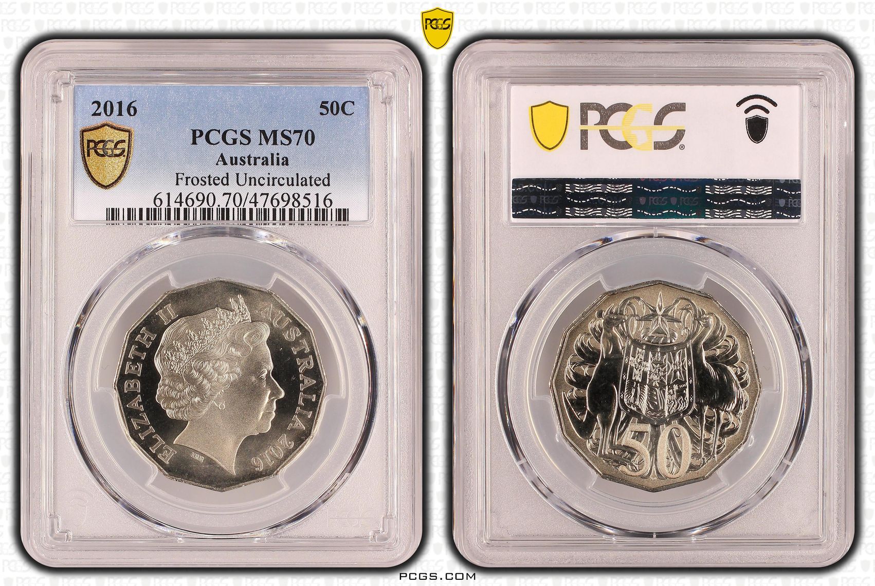 Elizabeth II, Frosted Uncirculated, Pop 5/0, Fifty Cent, 2016, PCGS MS70