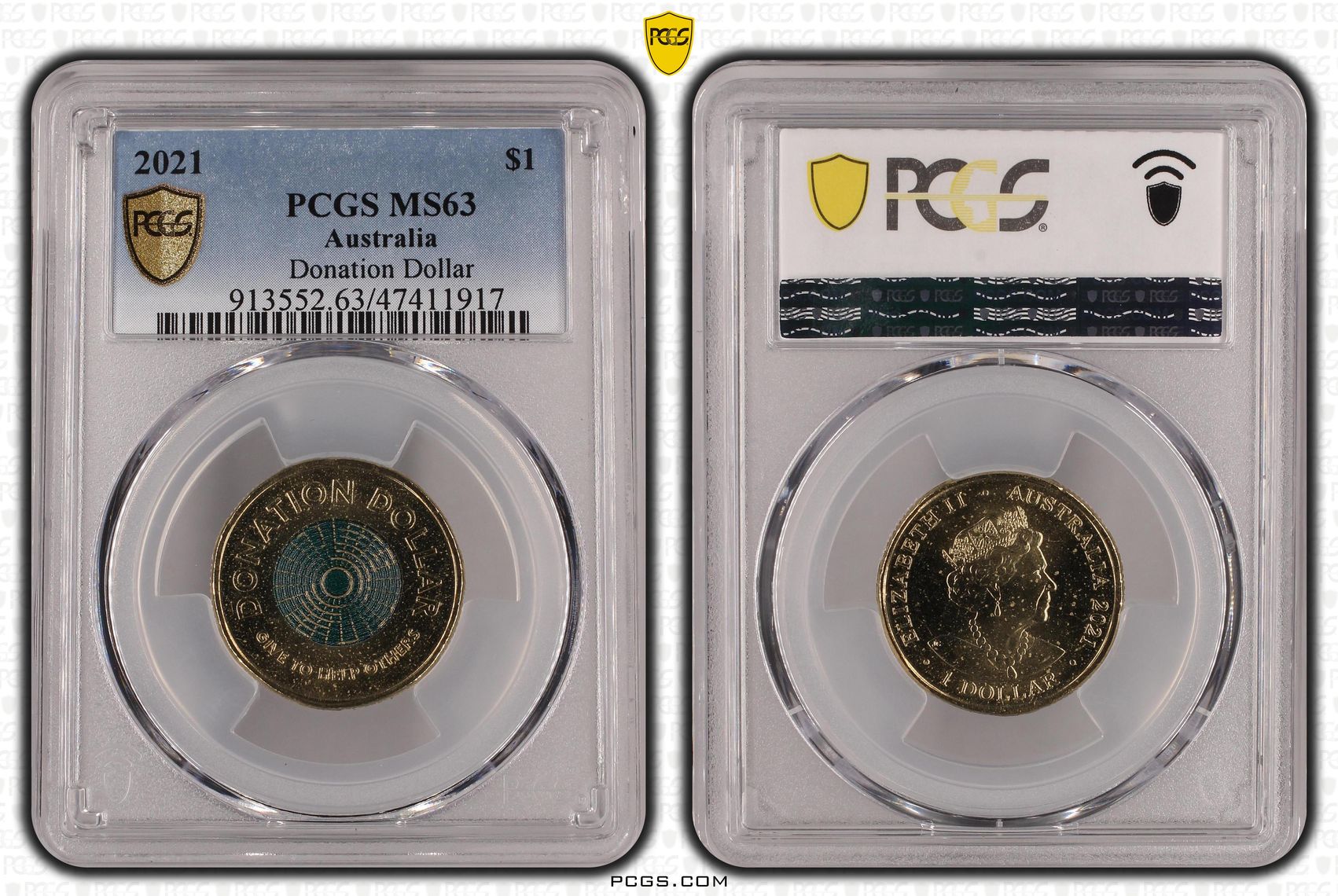 256 · Donation Dollar Colorized , One Dollar, 2021, PCGS MS63