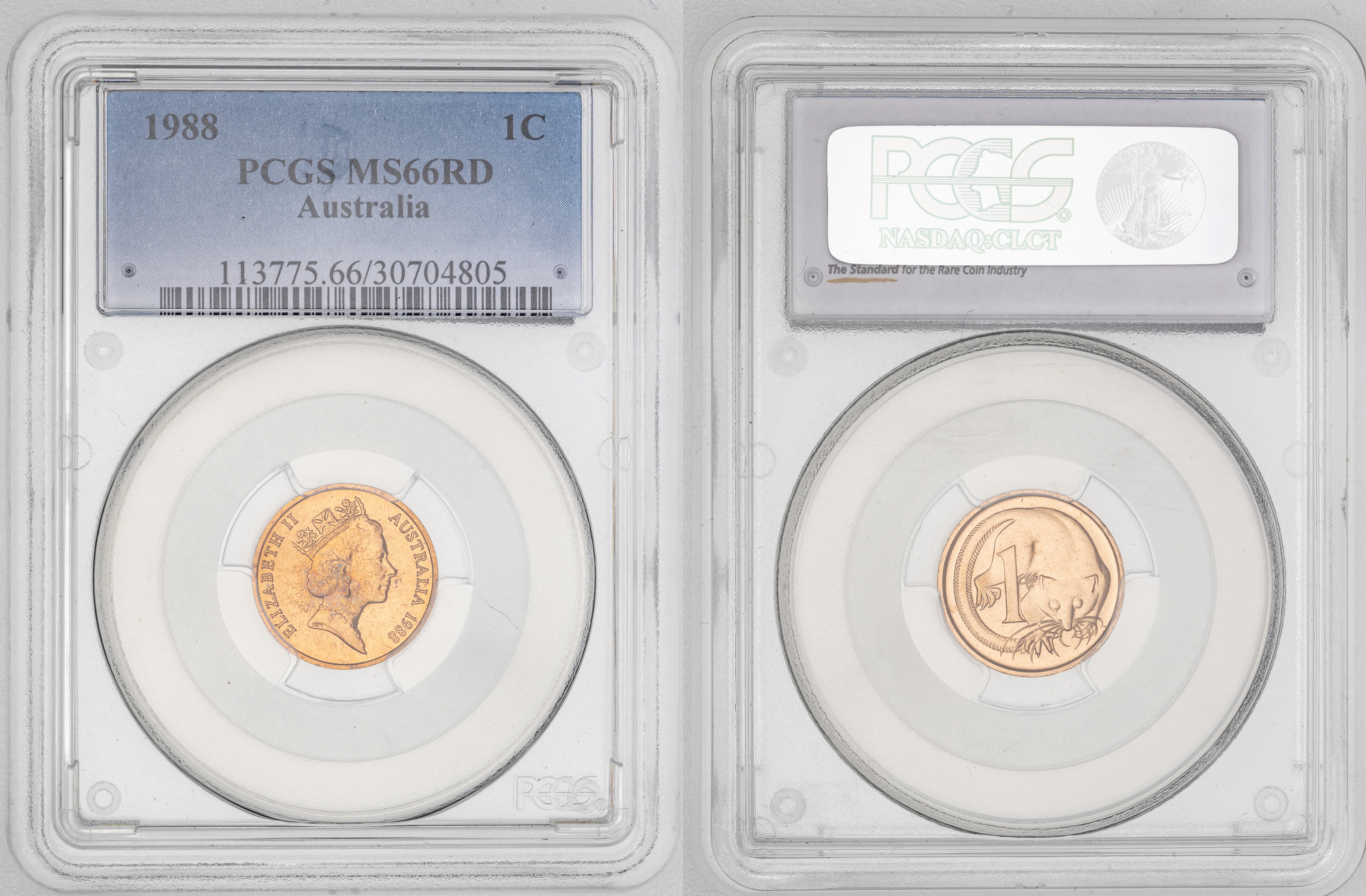 Elizabeth II, One Cent, 1988, PCGS MS66RD