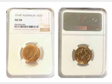 1914 PERTH MINT SOVEREIGN AU58 NGC