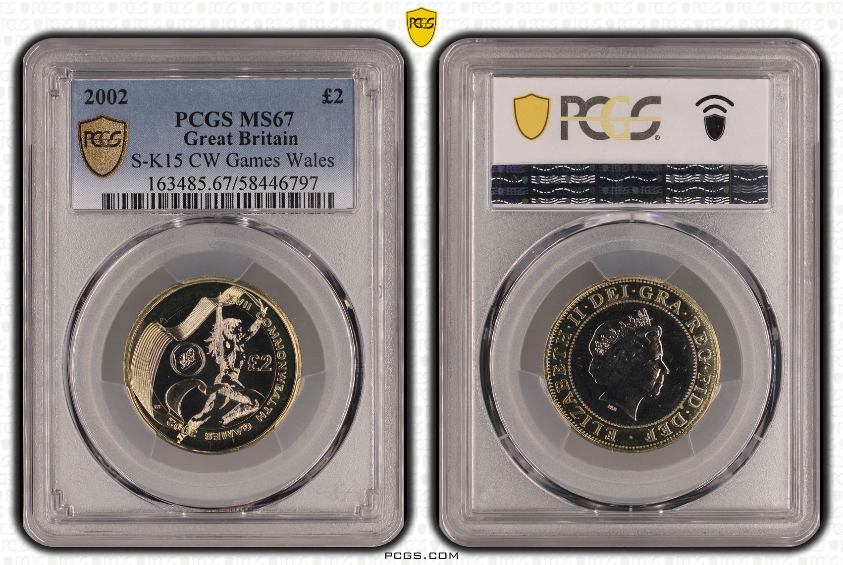 Great Britain, Elizabeth II, S-K15 CW Games Wales, Two Pound, 2002, PCGS MS67