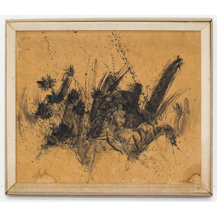 Neil Meitzler 'Field Flowers #2' 1959 Casein on Board- AS IS- Framed 31x37