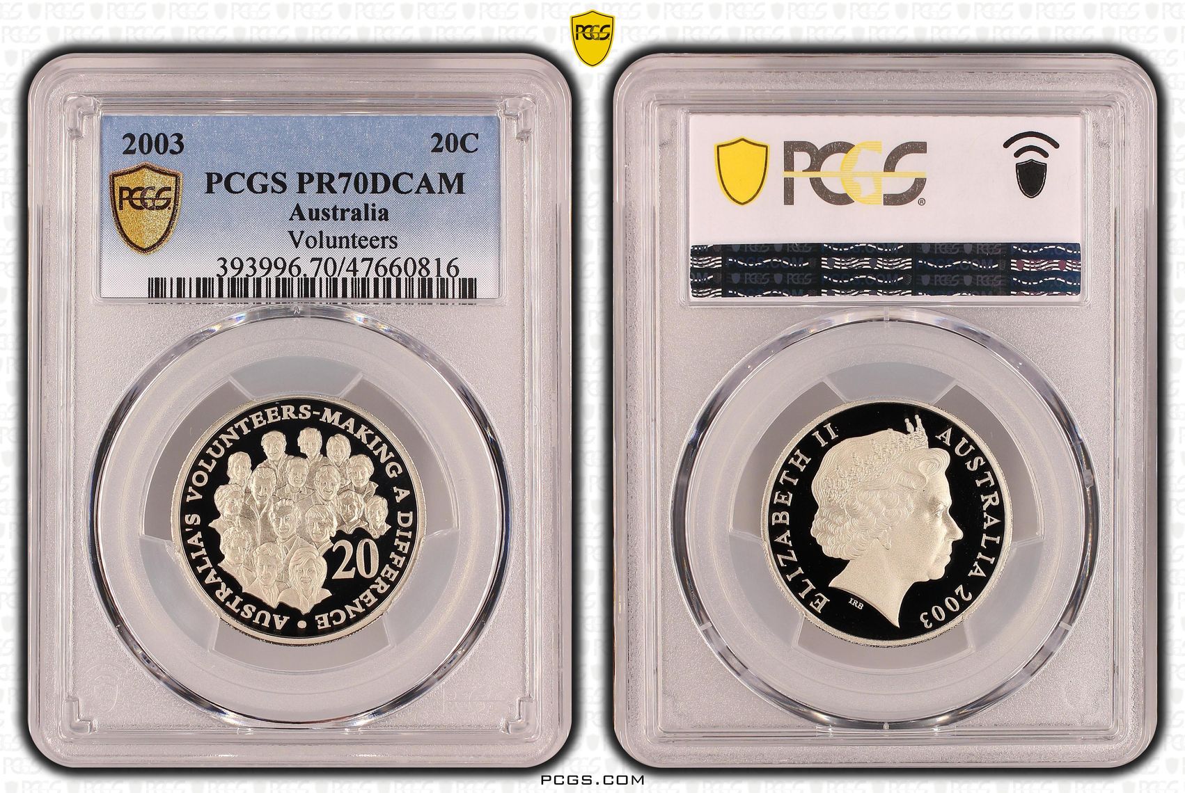 Volunteers, Twenty Cent, 2003, PCGS PR70DCAM