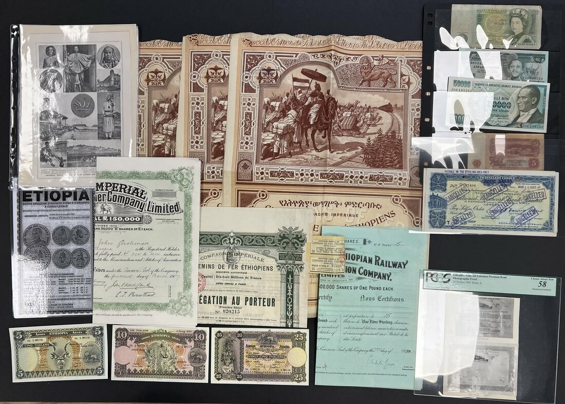 World banknotes, [23 notes] including bonds and shares, | Spink