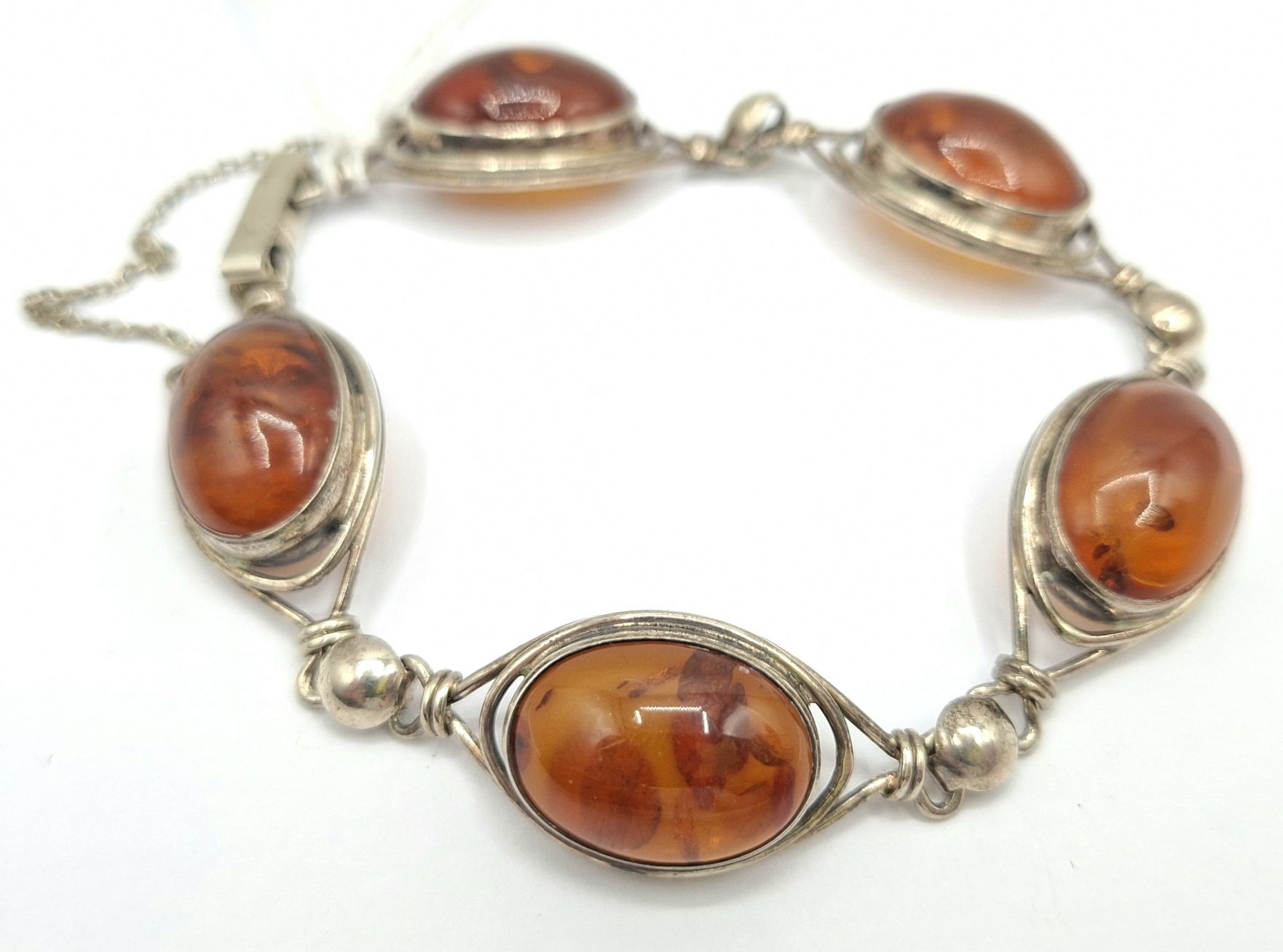 1029 · STERLING SILVER AMBER BRACELET