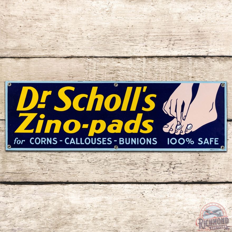 Dr Scholl's Zino-Pads SS Porcelain Sign w/ Graphics