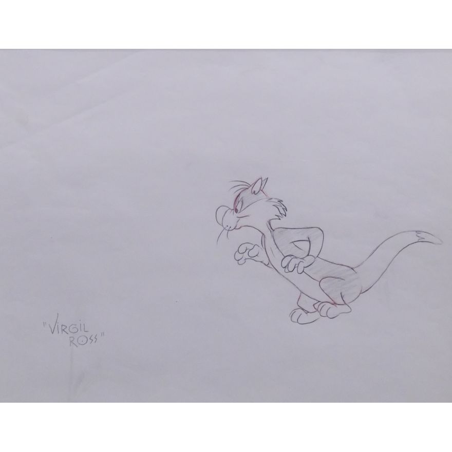 Virgil Ross signed 'Sylvester' from Mexican Cat Dance Original Pencil Drawing.