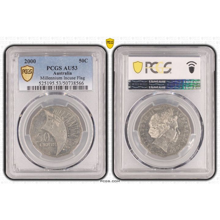Millennium Incuse Flag, Fifty Cent, 2000, PCGS AU53
